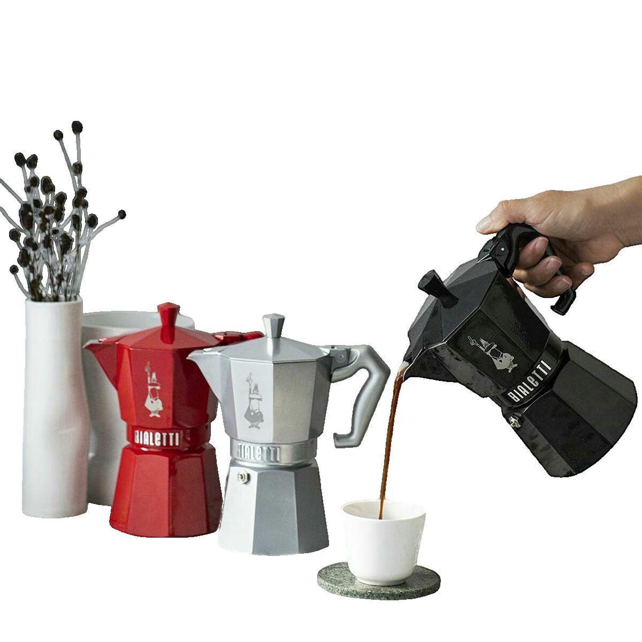 Voir la diapositive 2 : BIALETTI Cafetière italienne 6 tasses rouge - 0009056