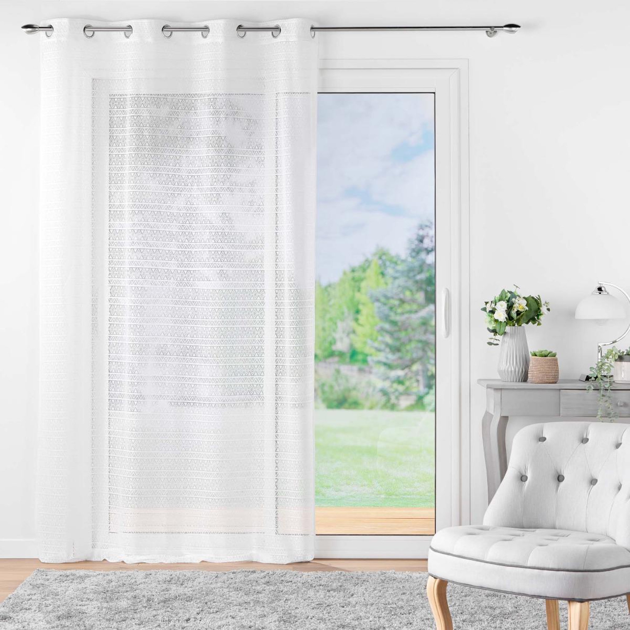 Voir la diapositive 6 : Douceur d'Intérieur Rideau voilage à œillets maille  naomie  140x280cm blanc