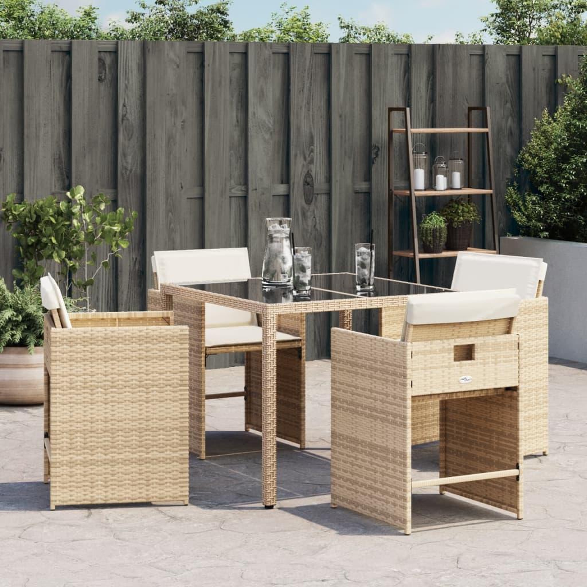 Voir la diapositive 3 : VIDAXL Chaises de jardin avec coussins lot de 4 beige resine tressee