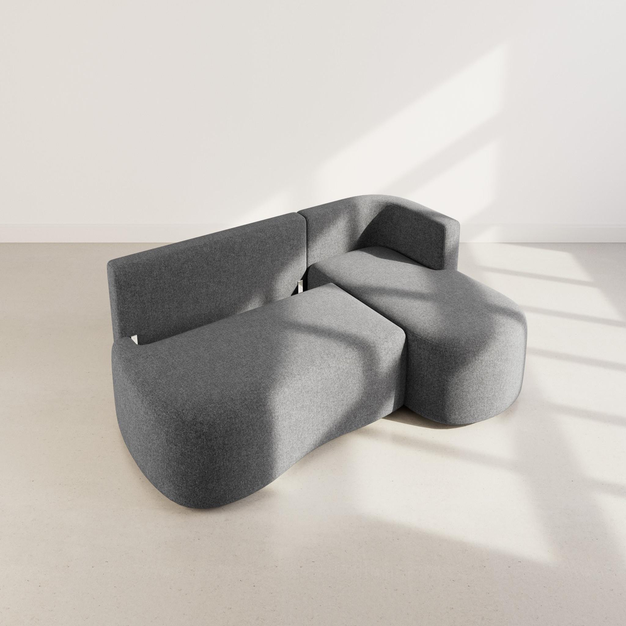 Voir la diapositive 3 : LISA DESIGN Mahina - canapé d'angle droit 4 places convertible avec coffre en tissu texturé