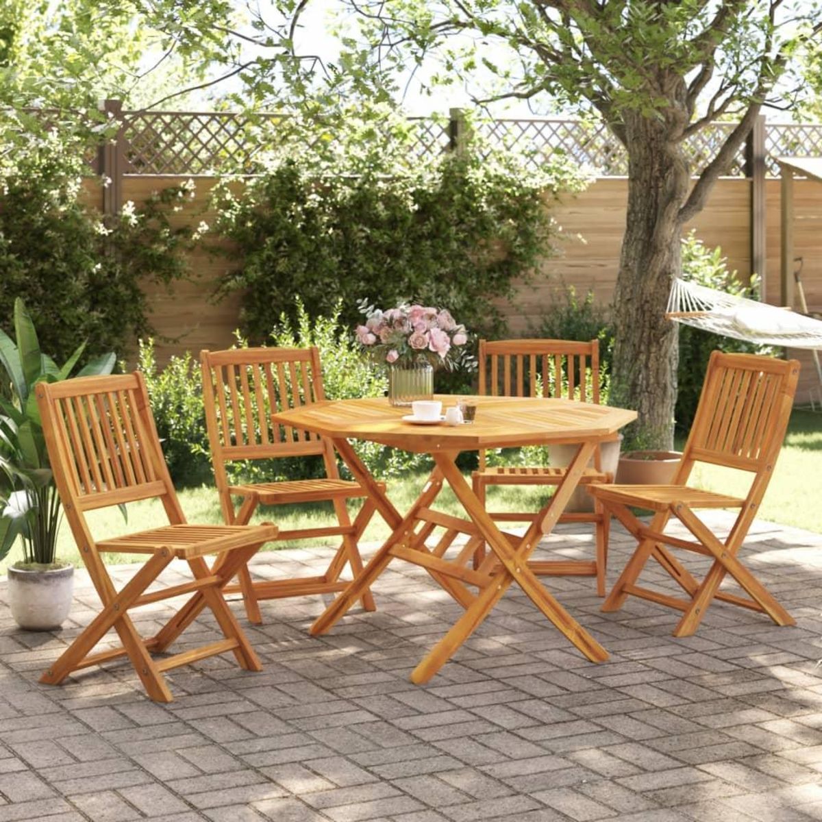 VIDAXL Ensemble a manger de jardin pliable 5 pcs bois massif d'acacia