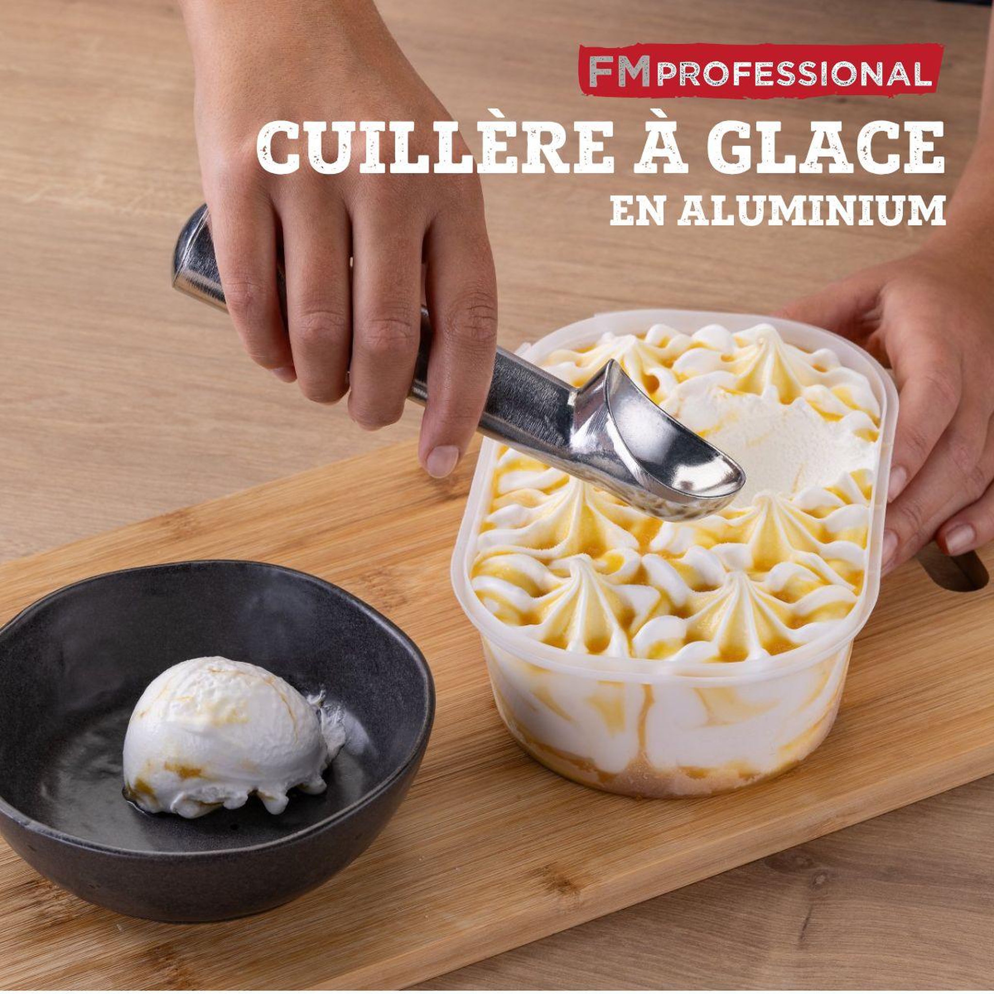 Voir la diapositive 2 : FM PROFESSIONAL Set de 2 ustensiles de cuisine cuillère à glace professionnelle FM Professional Gourmet Edition