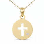 L'ATELIER D'AZUR Collier - Pendentif Or et Diamant - Médaille Croix- Femme ou Enfant