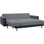 Voir la diapositive 4 : MARKET24 Canapé d'angle 3 places réversible - Tissu gris et simili noir - Pieds en acier - L 277 x P 157 x H 80 cm - IVANA