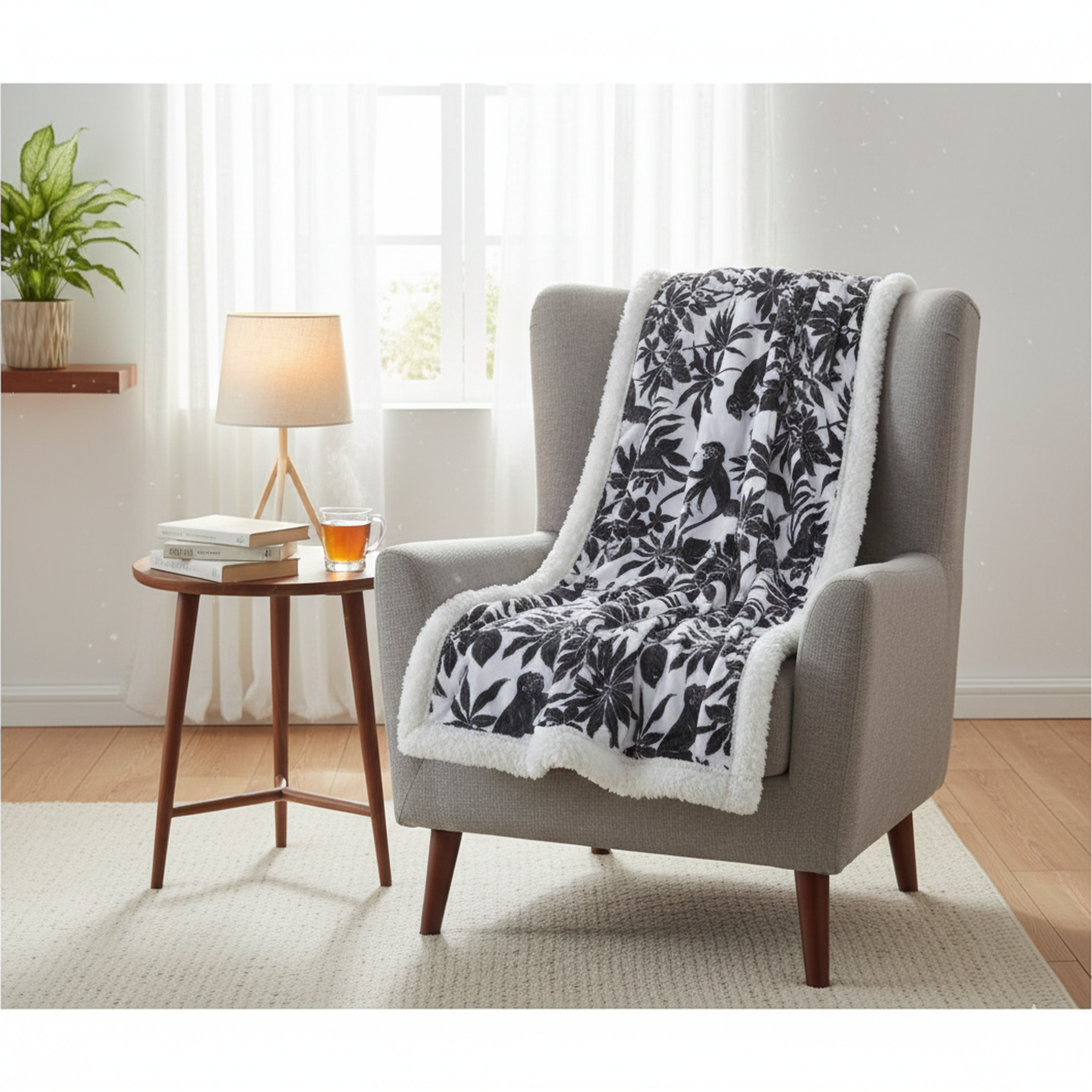 Voir la diapositive 3 : Eden Plaid sherpa sapajou design et moderne