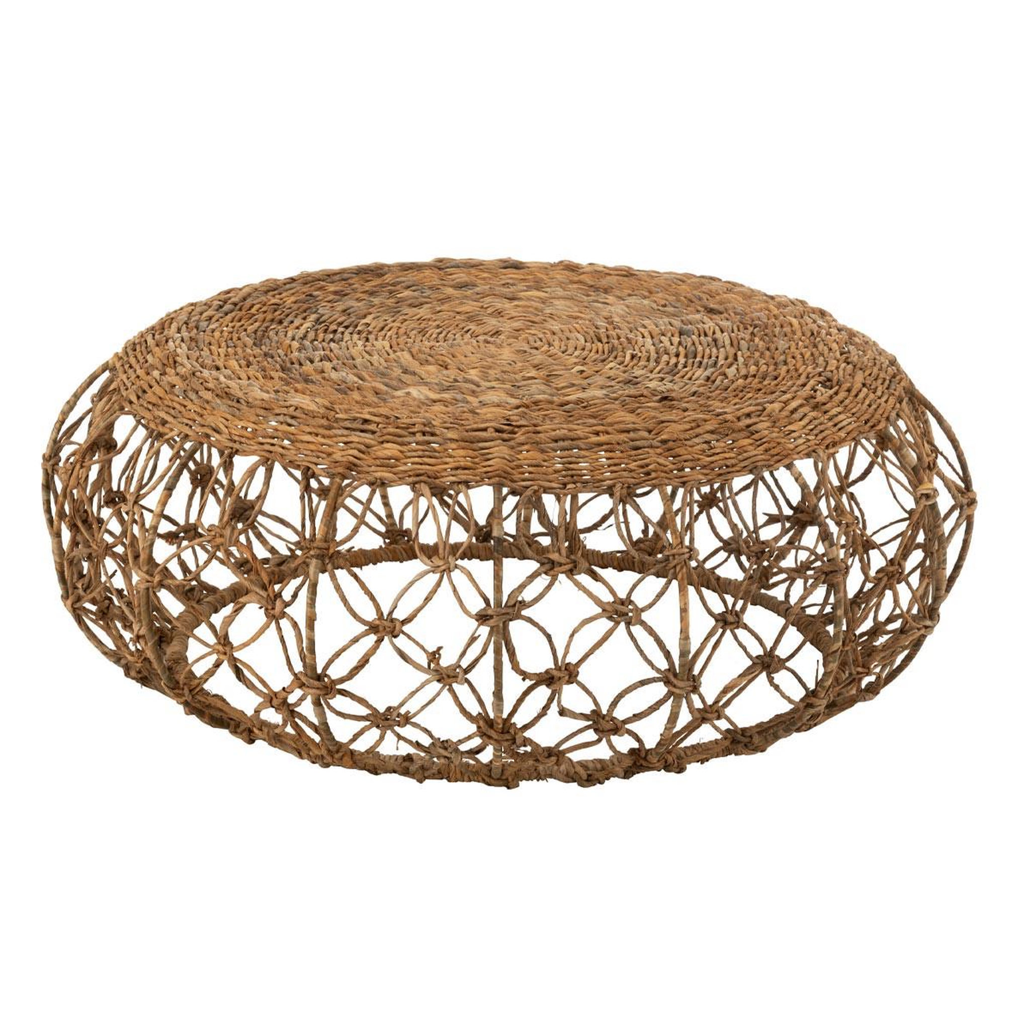 J-LINE Table basse en feuille de bananier  baril  60cm naturel