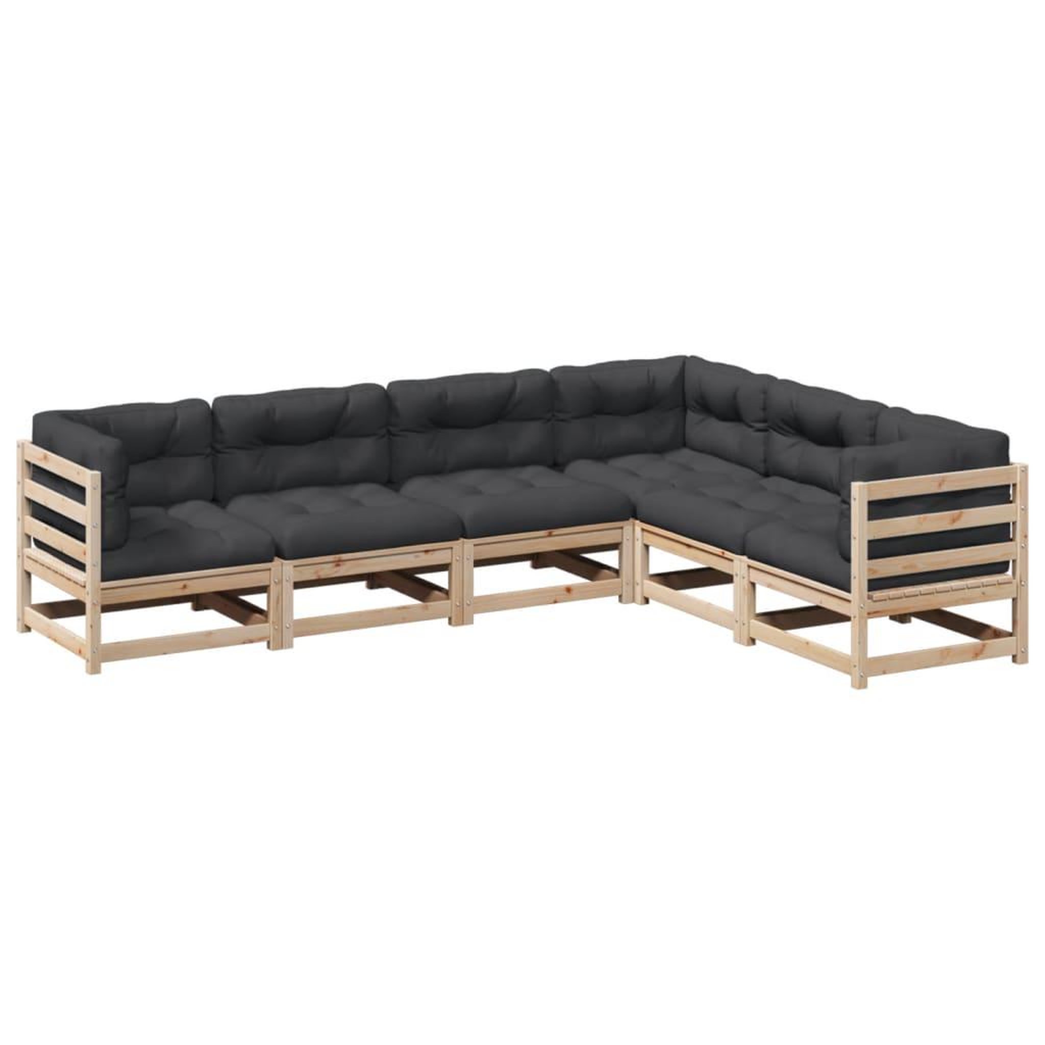 Voir la diapositive 2 : VIDAXL Salon de jardin 6 pcs avec coussins bois de pin massif