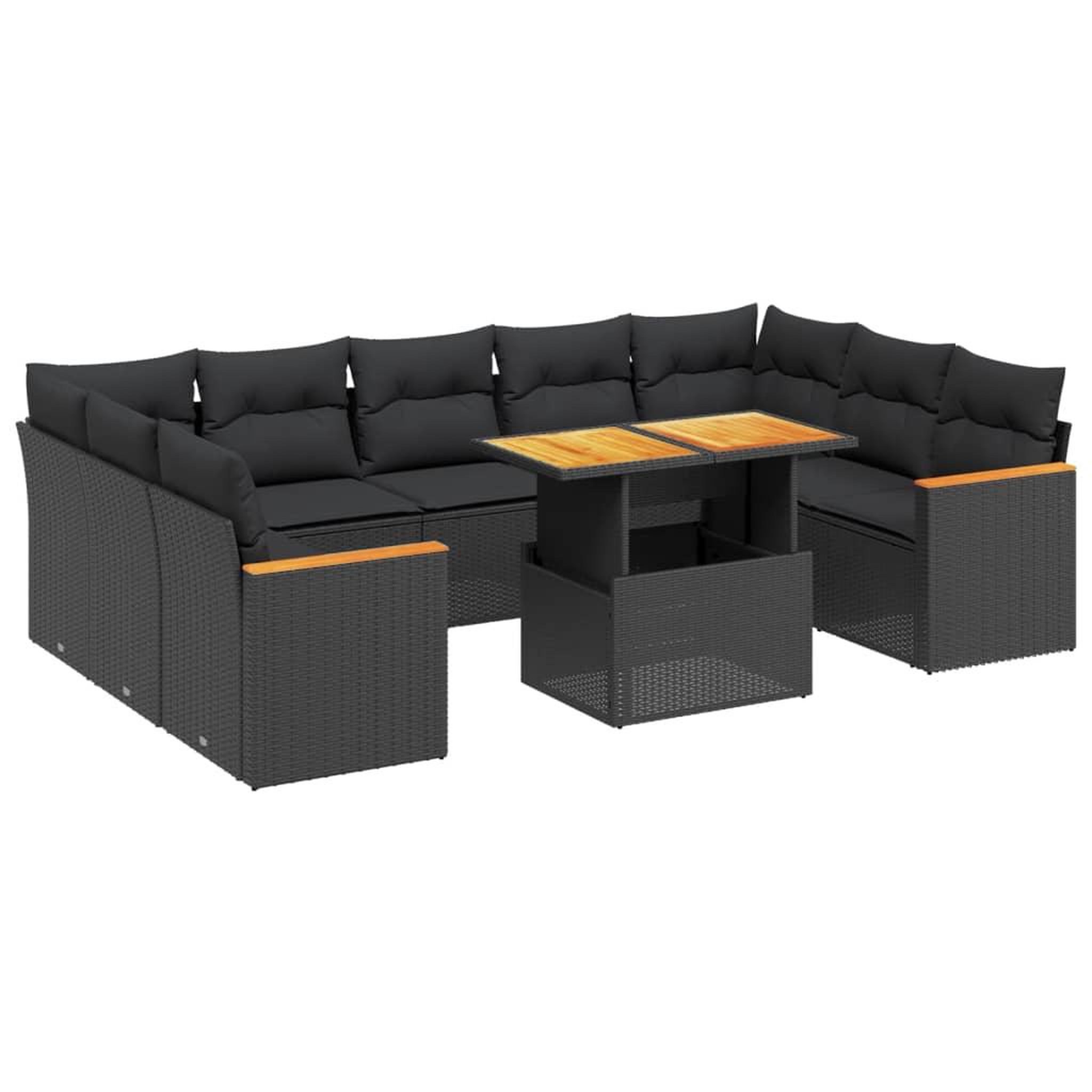 Voir la diapositive 2 : VIDAXL Salon de jardin 11 pcs avec coussins noir resine tressee