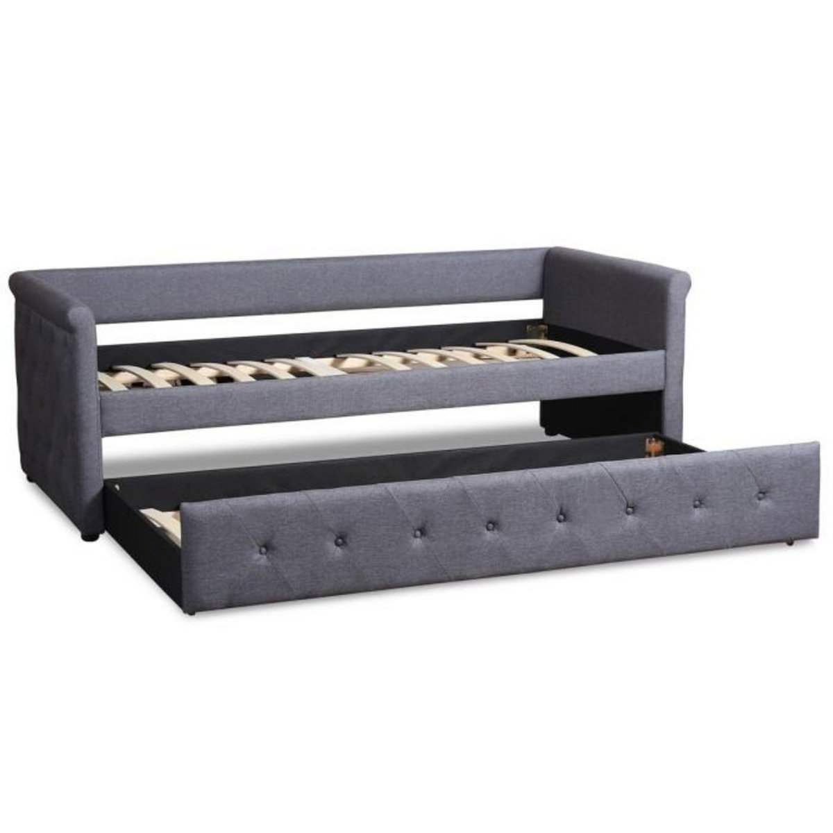 Paris Prix Lit Gigogne Capitonné  Antille  90x190cm Gris