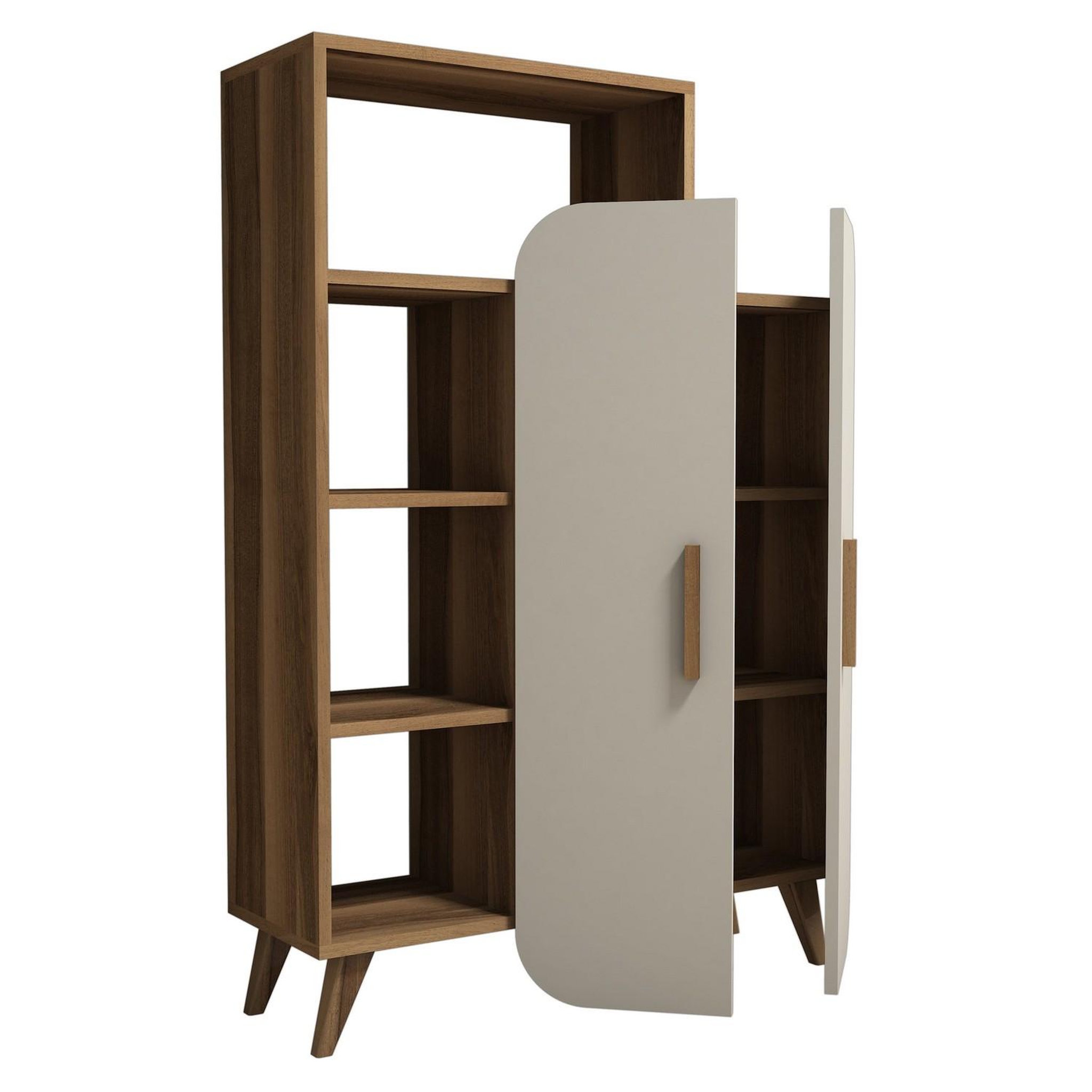 Habitat et Jardin Meuble avec étagère en bois  form  - 90 x 32 x 132 cm - crème de noix
