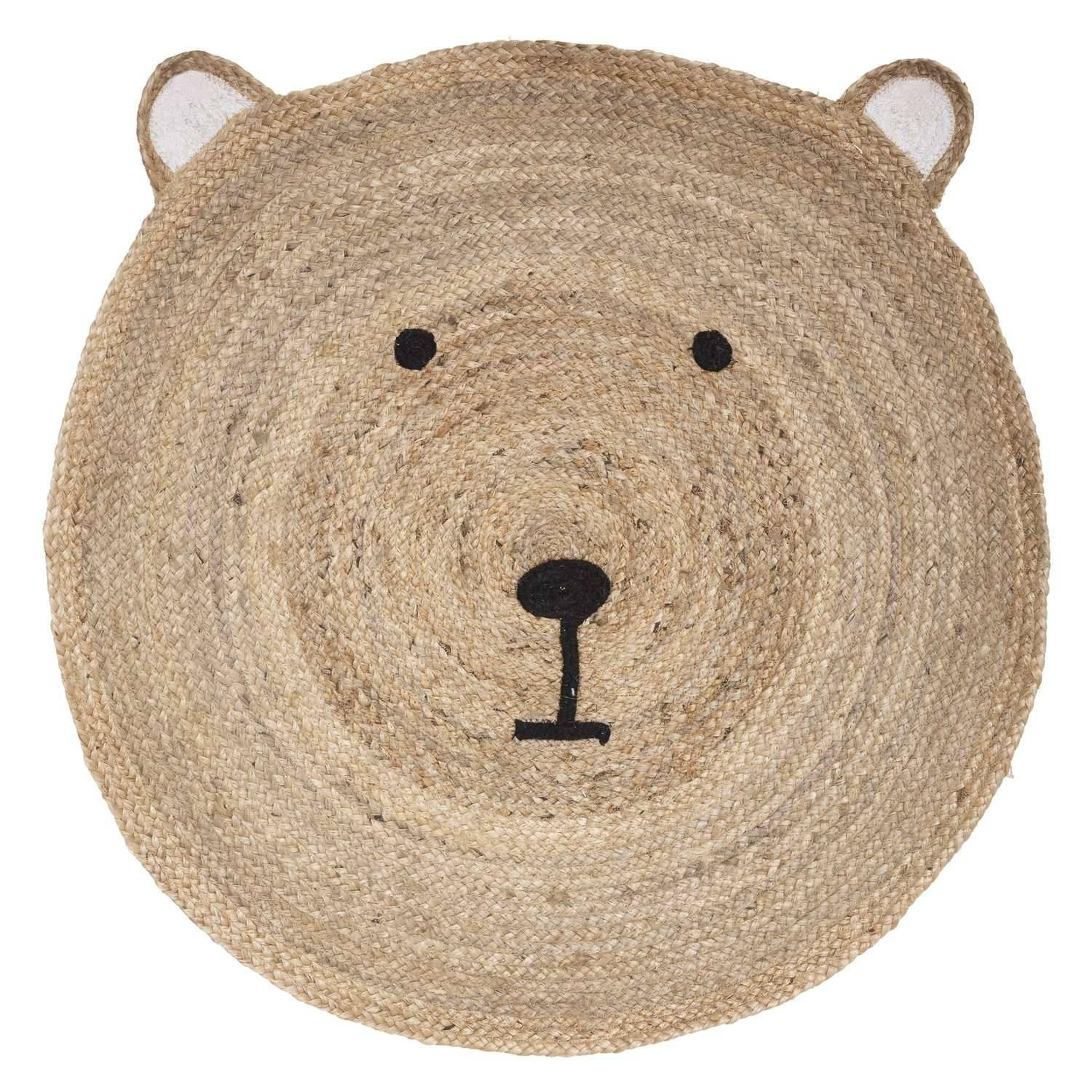 Atmosphera Kids Tapis enfant rond ourson - diam 100 cm - jute