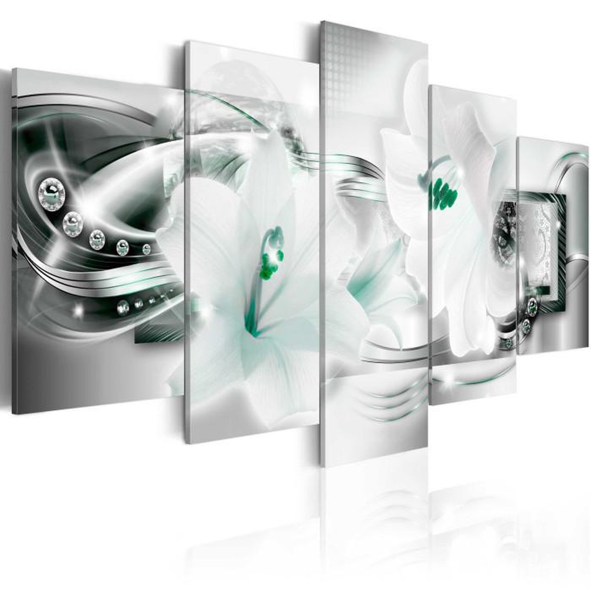 Paris Prix Tableau Imprimé  Lilies with Peppermint Accent. Coloris disponibles : Multicolore