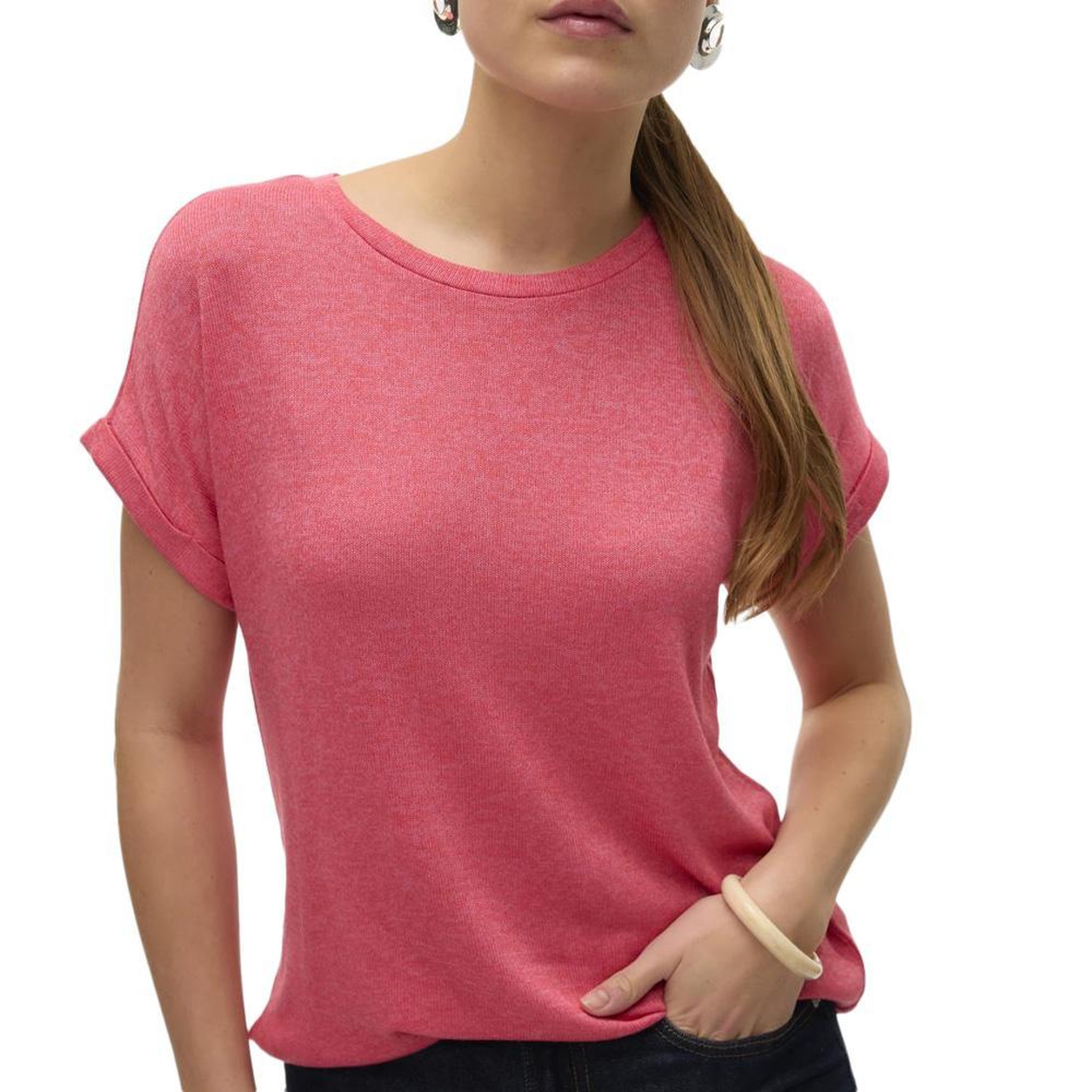Vero Moda T-Shirt Rose Fuchsia Femme Vero Moda Brianna 10291353. Coloris disponibles : Rose