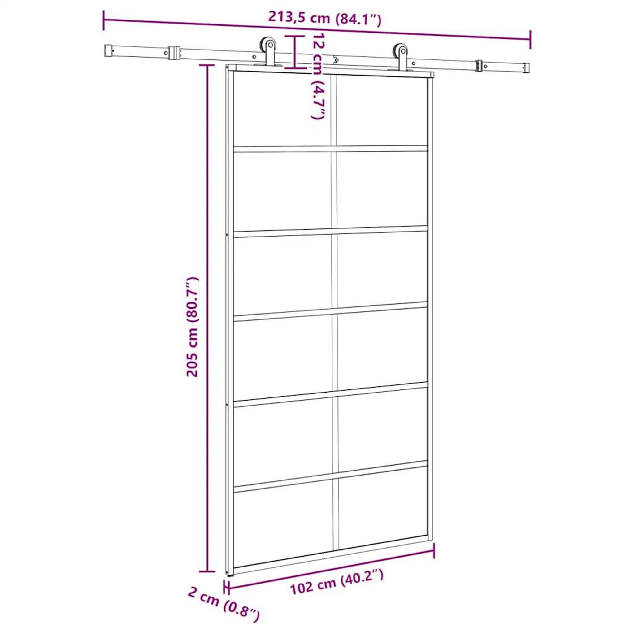 Voir la diapositive 6 : VIDAXL Porte coulissante et quincaillerie ESG verre et aluminium