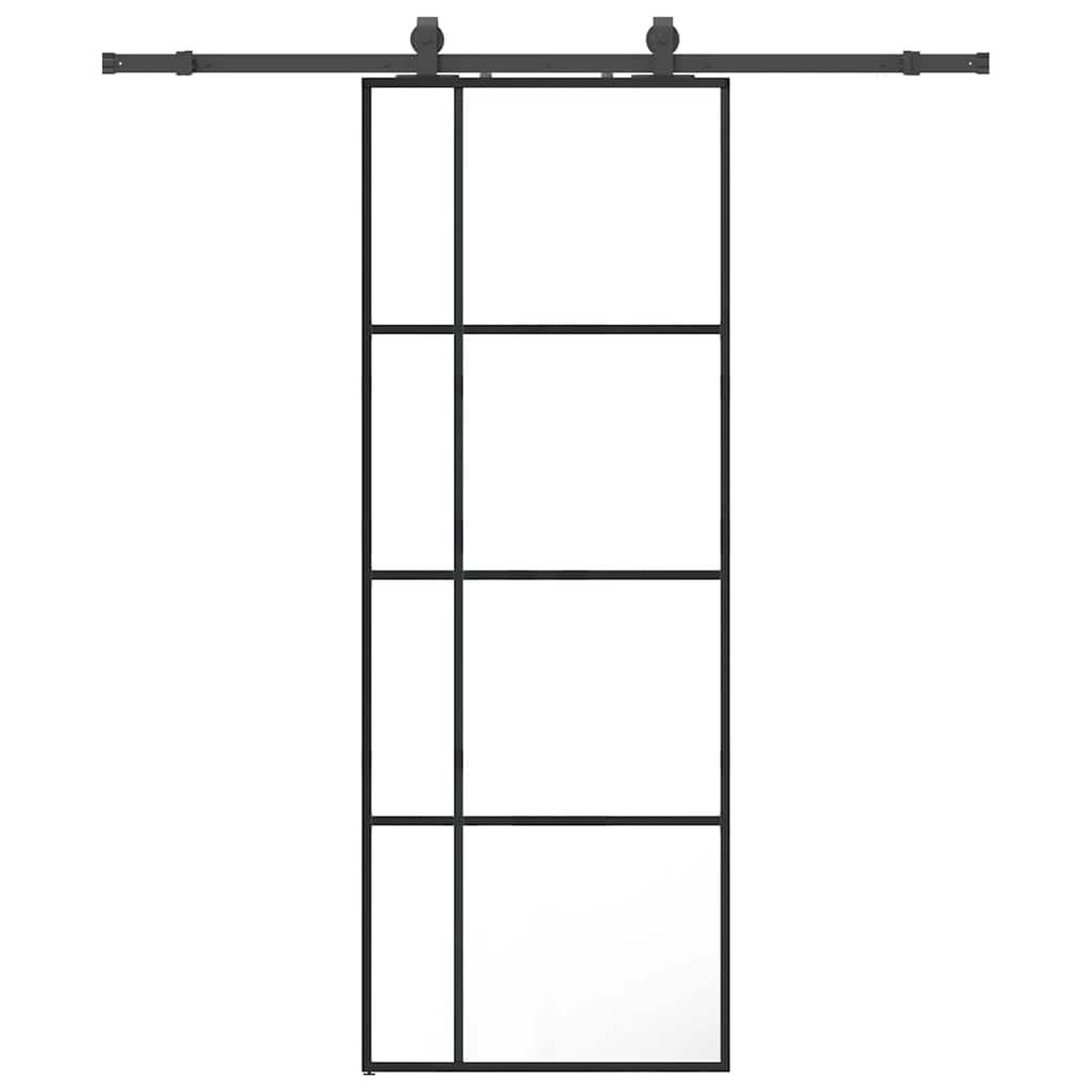 Voir la diapositive 2 : VIDAXL Porte coulissante kit de quincaillerie noir 76x205 cm verre ESG