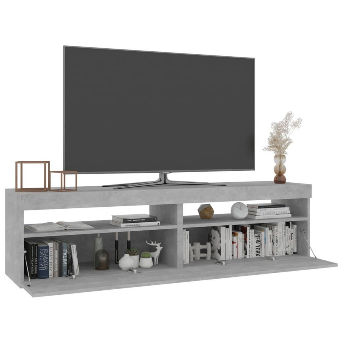 VIDAXL Meubles TV 2 pcs avec lumieres LED Gris beton 75x35x40 cm