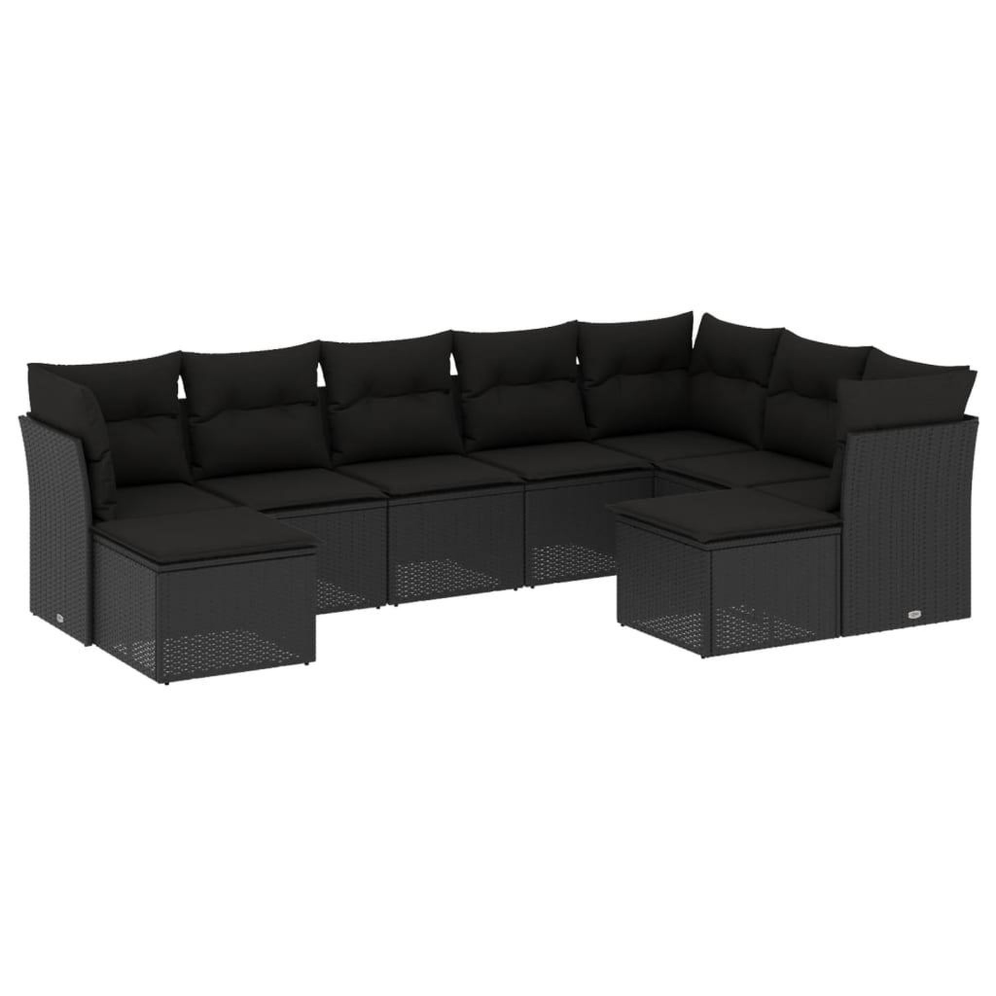 Voir la diapositive 2 : VIDAXL Salon de jardin 9 pcs avec coussins noir resine tressee