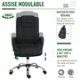 HOMCOM HOMCOM Fauteuil de bureau à roulettes chaise manager ergonomique pivotante hauteur réglable lin noir