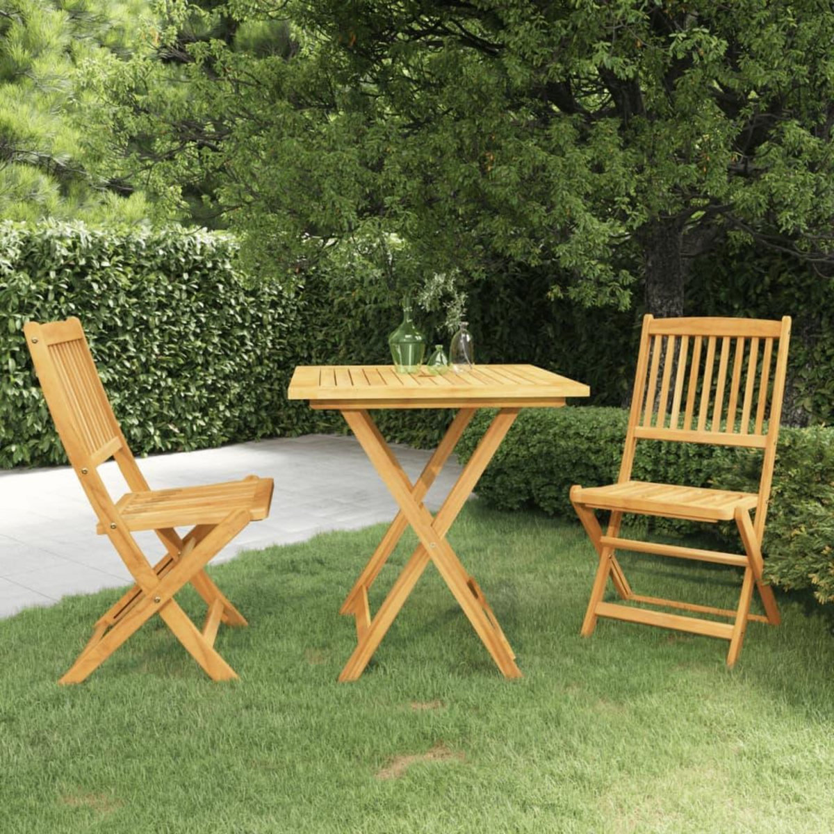VIDAXL Ensemble a manger de jardin pliable 3 pcs Bois d'acacia solide