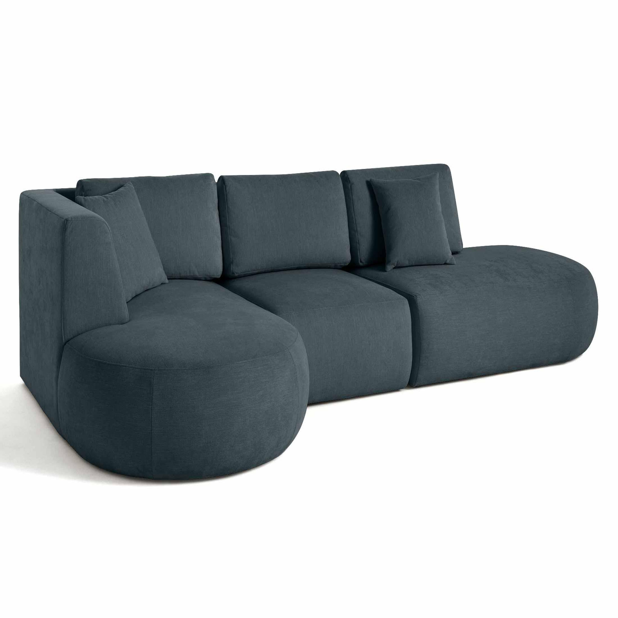 Voir la diapositive 4 : LISA DESIGN Santorini - canapé modulable d'angle gauche - 5 places - en tissu texturé
