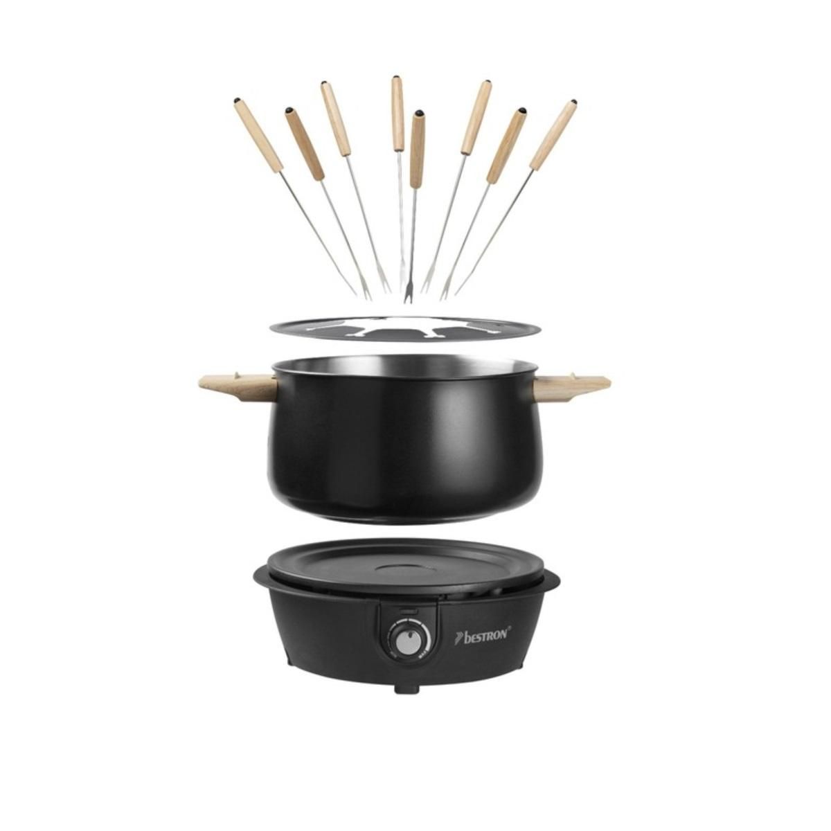 Bestron Fondue 1500w 8 fourchettes noir/bois - AFD850BW