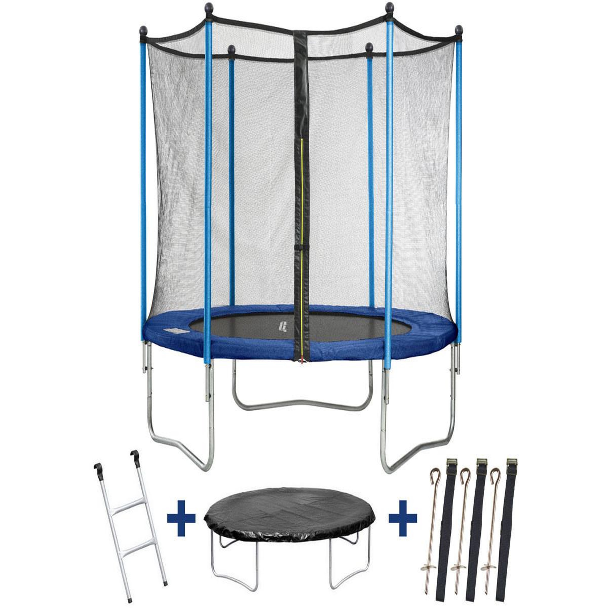 Habitat et Jardin Trampoline  Happy  - Ø 1.80 m - Avec filet + échelle + couverture + kit d'ancrage