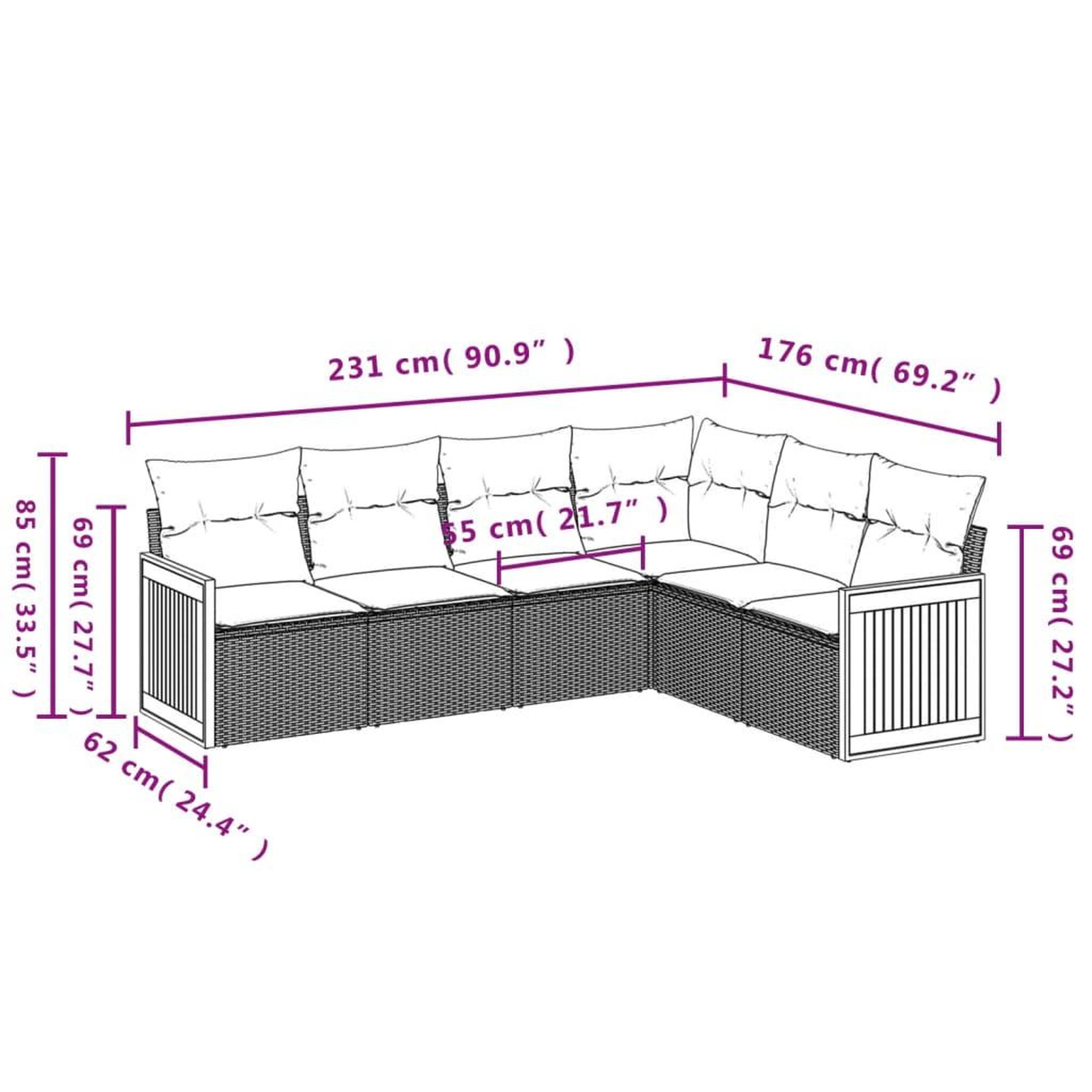 Voir la diapositive 3 : VIDAXL Salon de jardin 6 pcs avec coussins gris resine tressee
