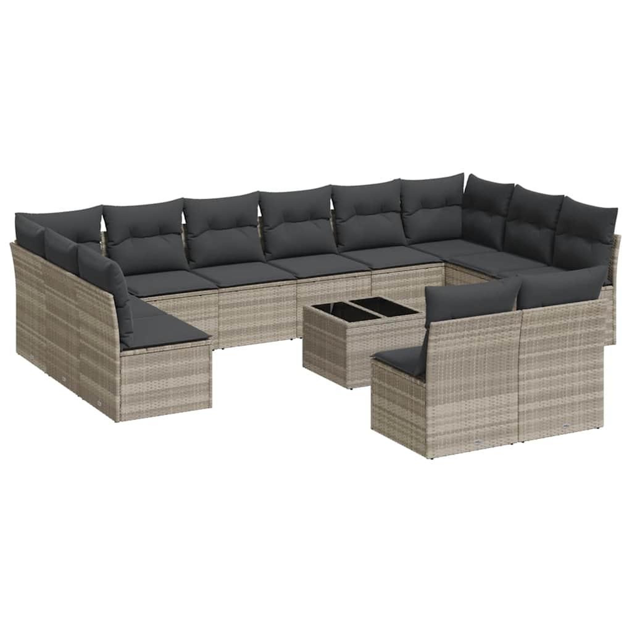 Voir la diapositive 2 : VIDAXL Salon de jardin avec coussins 13 pcs gris clair resine tressee