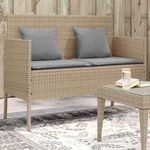 VIDAXL Banc de jardin avec coussins beige resine tressee