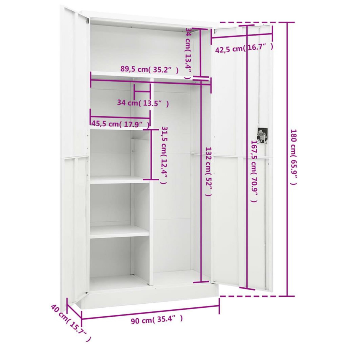 VIDAXL Armoire a casiers Blanc 90x40x180 cm Acier