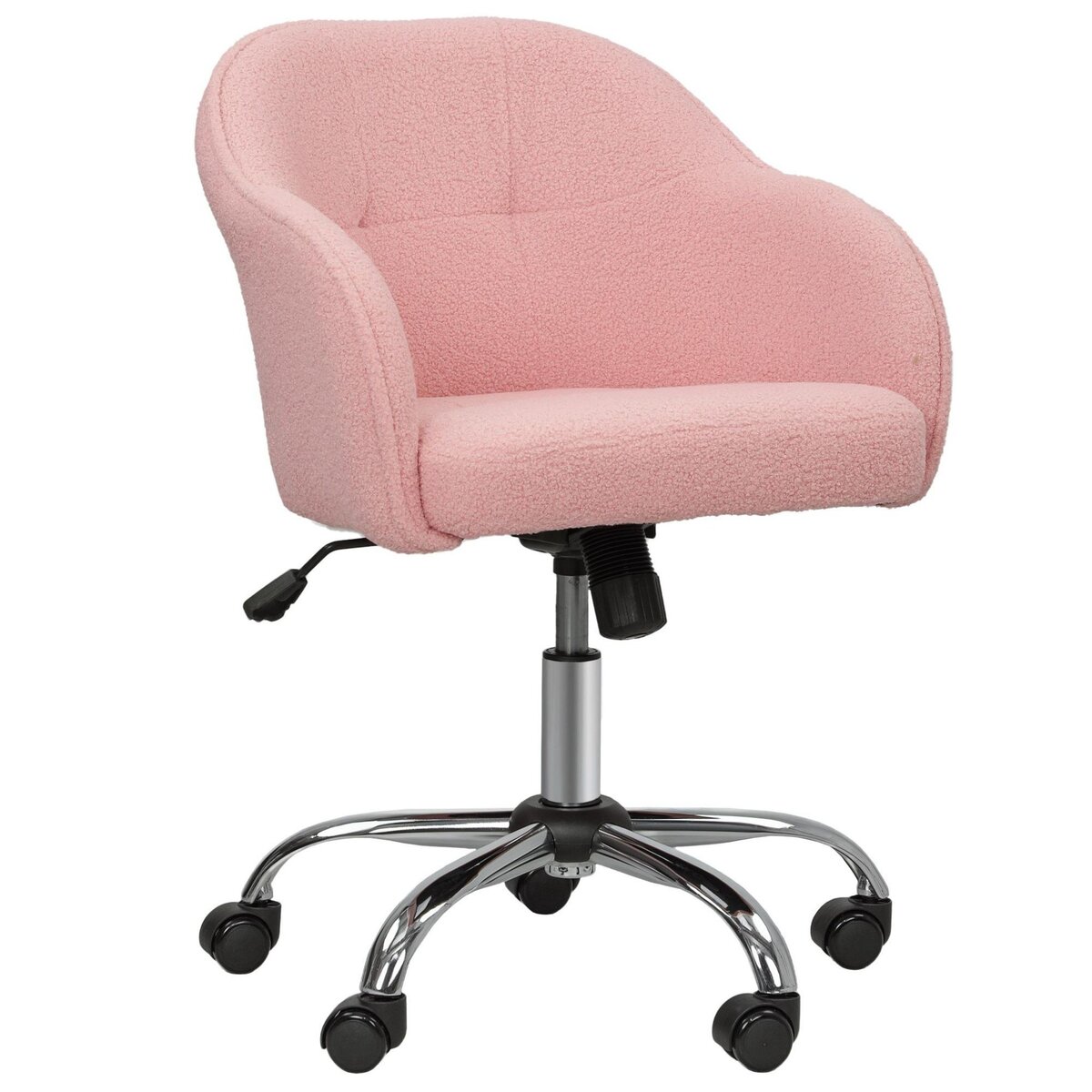 HOMCOM Chaise de bureau tissu bouclette design hauteur réglable pivotante piètement acier