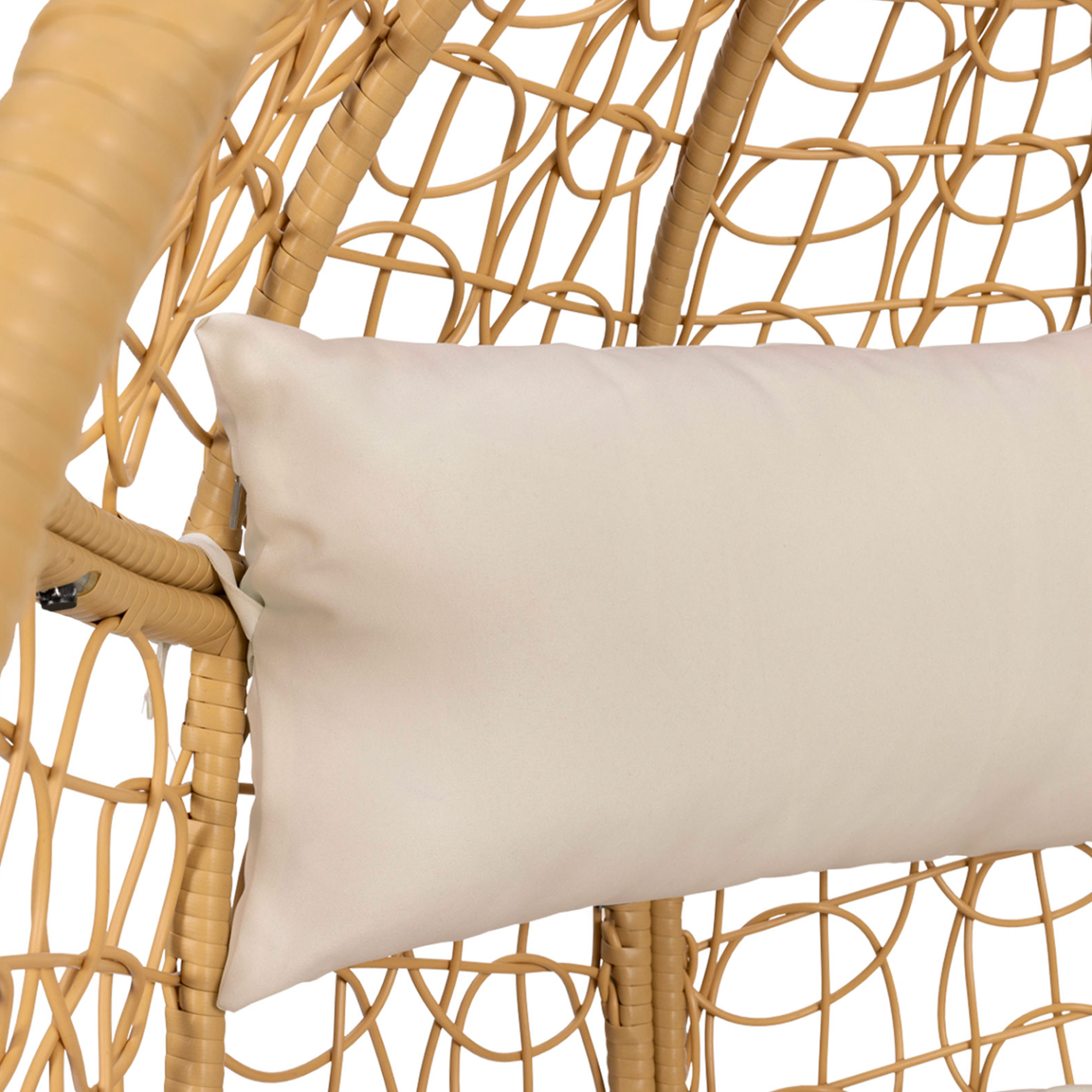 Voir la diapositive 6 : ID MARKET Fauteuil oeuf suspendu ajouré effet rotin avec coussin écru