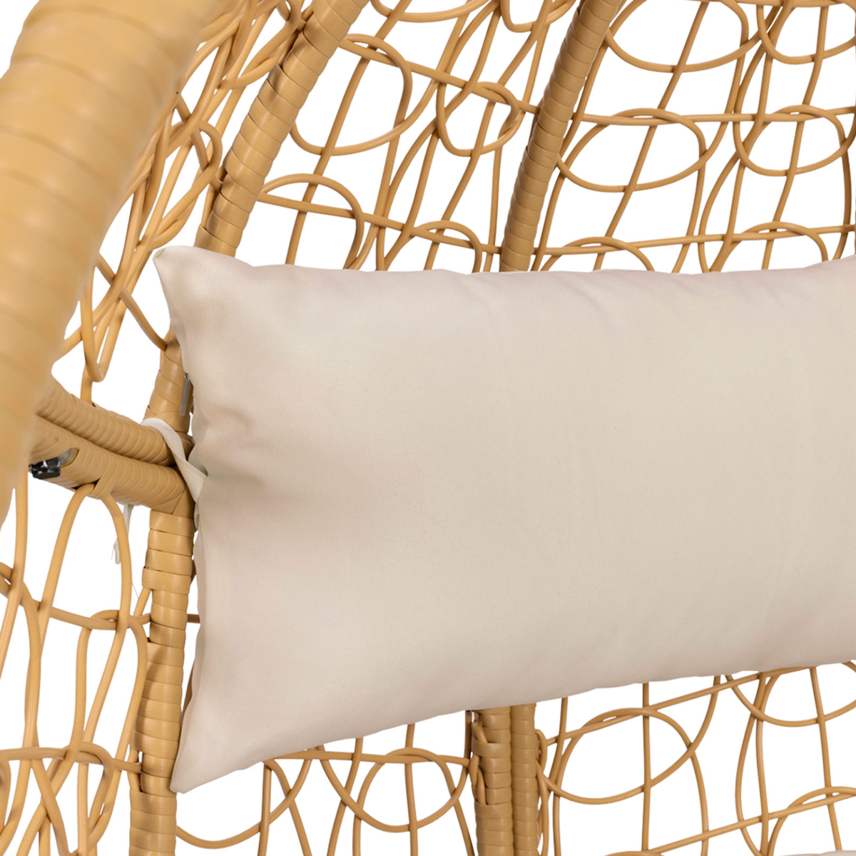 ID MARKET Fauteuil oeuf suspendu ajouré effet rotin avec coussin écru