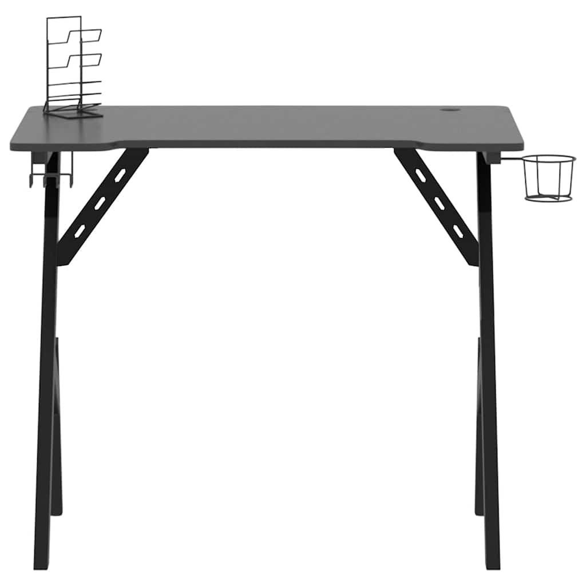 Voir la diapositive 3 : VIDAXL Bureau de jeu avec pieds en forme de Y Noir 90x60x75 cm