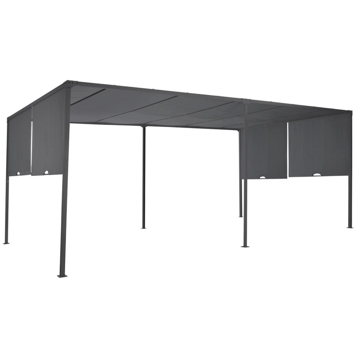 ID MARKET Pergola coulissante 2 pans 3x6 M belvédère de jardin toile gris anthracite