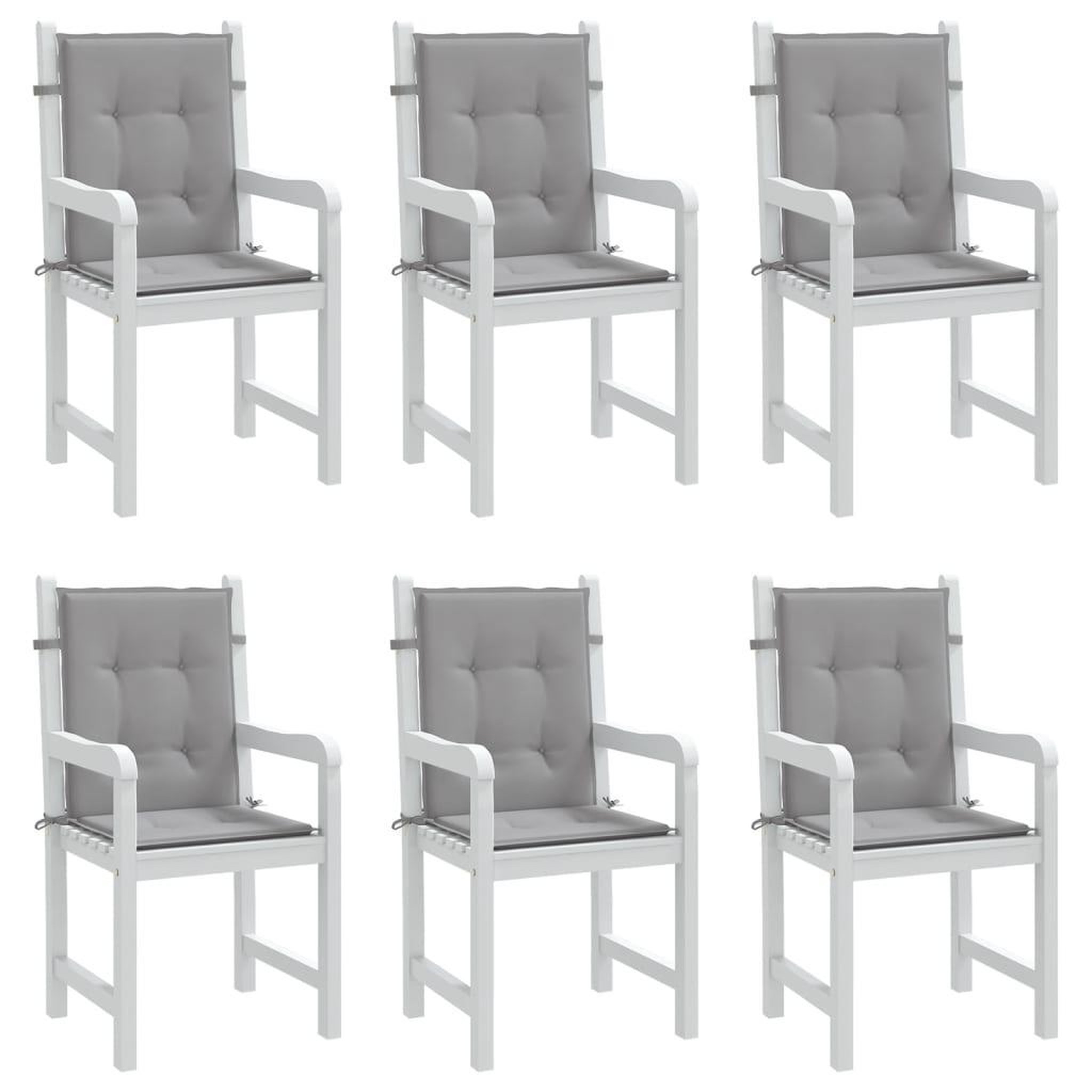 Voir la diapositive 4 : VIDAXL Coussins de chaise de jardin a dossier bas lot de 6 gris