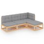 Voir la diapositive 2 : VIDAXL Salon de jardin 4 pcs avec coussins Bois de pin massif