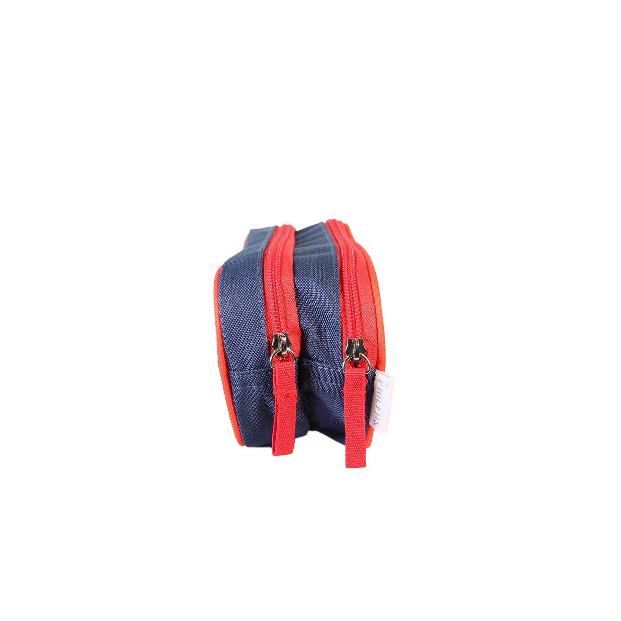 Voir la diapositive 3 : Bagtrotter Phileas - Trousse scolaire Voiture - Bleu/Rouge - Garçon - 2 compartiments zippé