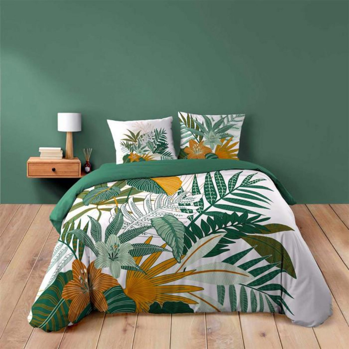 Paris Prix Parure de Lit 3 Pièces  Florida  240x220cm Vert