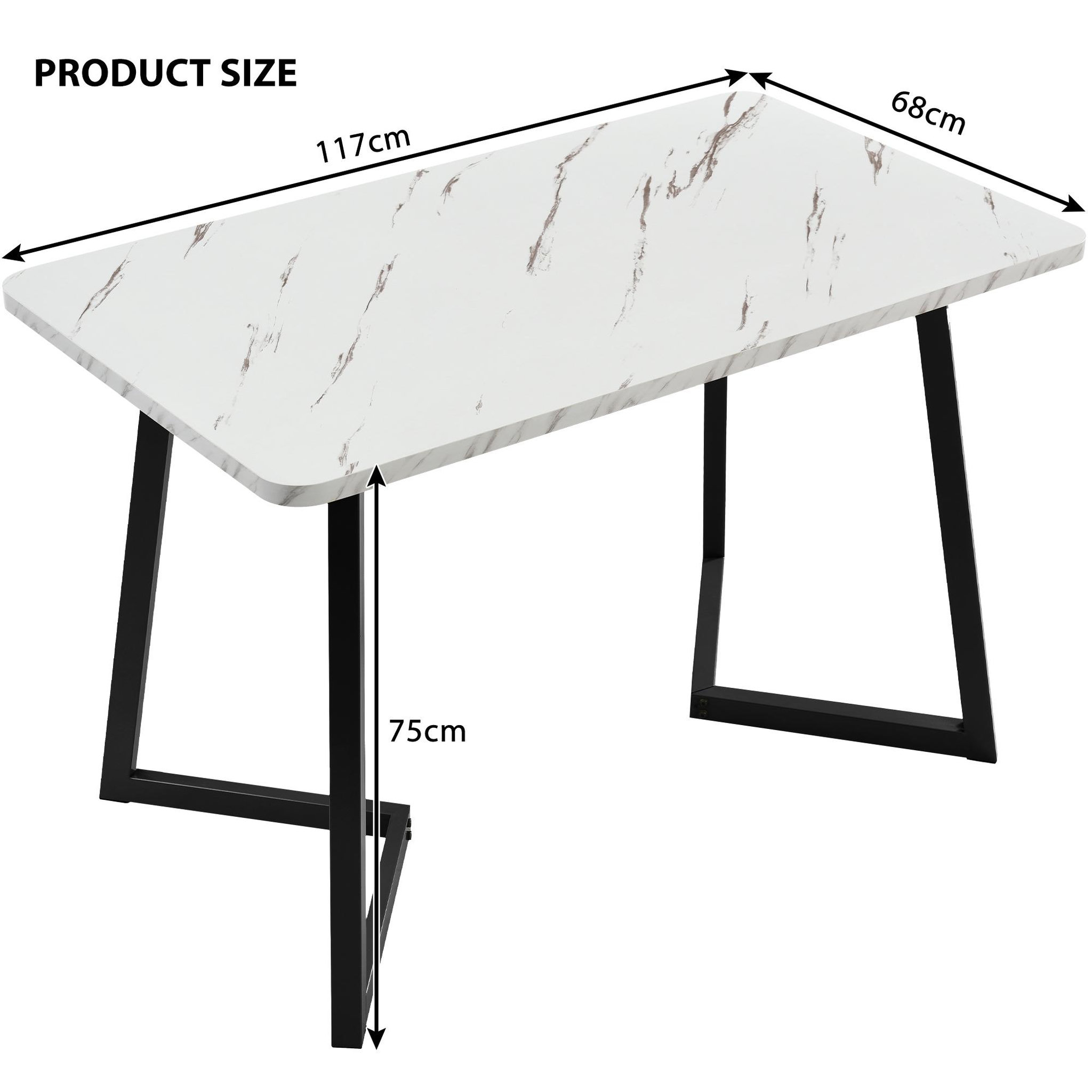 Voir la diapositive 3 : MERAX Table à manger rectangulaire fixe blanc+noir - 68x117-117max.cm mdf