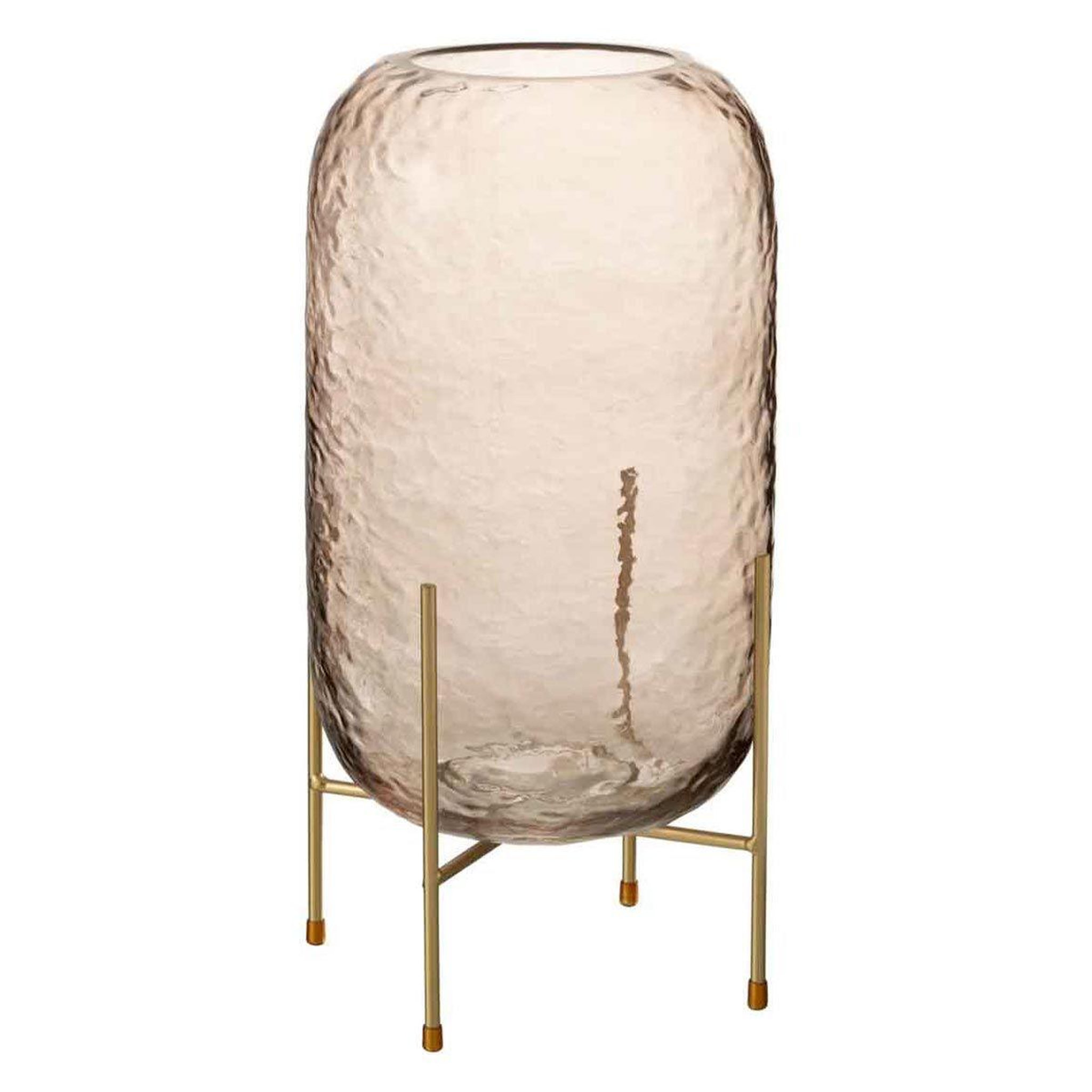 Voir la diapositive 1 : J-LINE Vase sur pied en verre  pieto  30cm marron