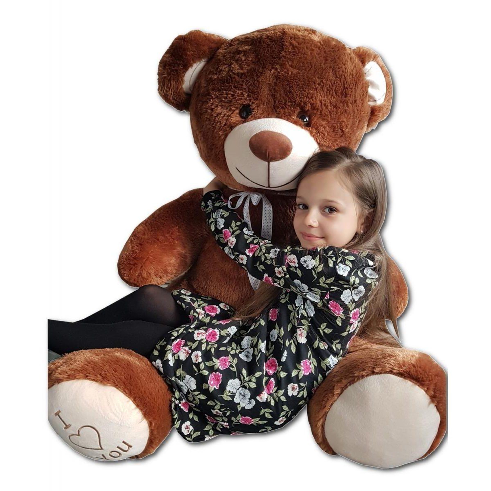 Voir la diapositive 2 : VELINDA Nounours en peluche énorme teddy bear 75+85 marron