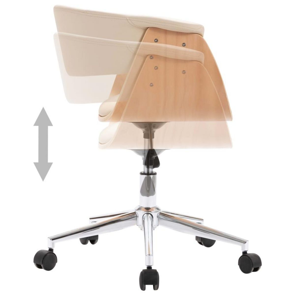 VIDAXL Chaise pivotante de bureau Creme Bois courbe et similicuir