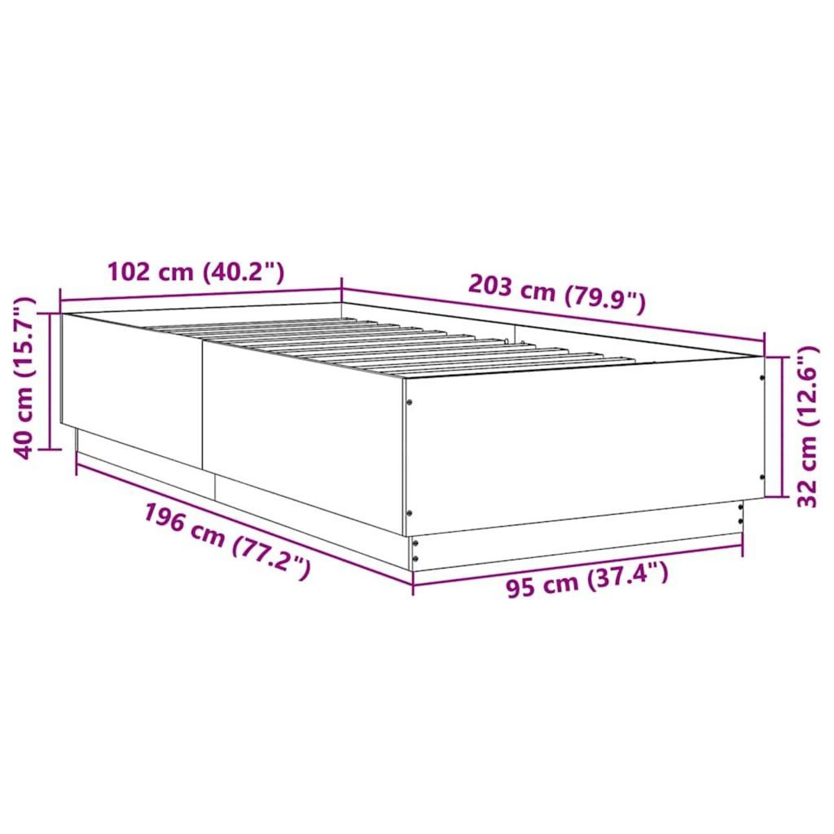 VIDAXL Cadre de lit sans matelas chene sonoma 100x200 cm
