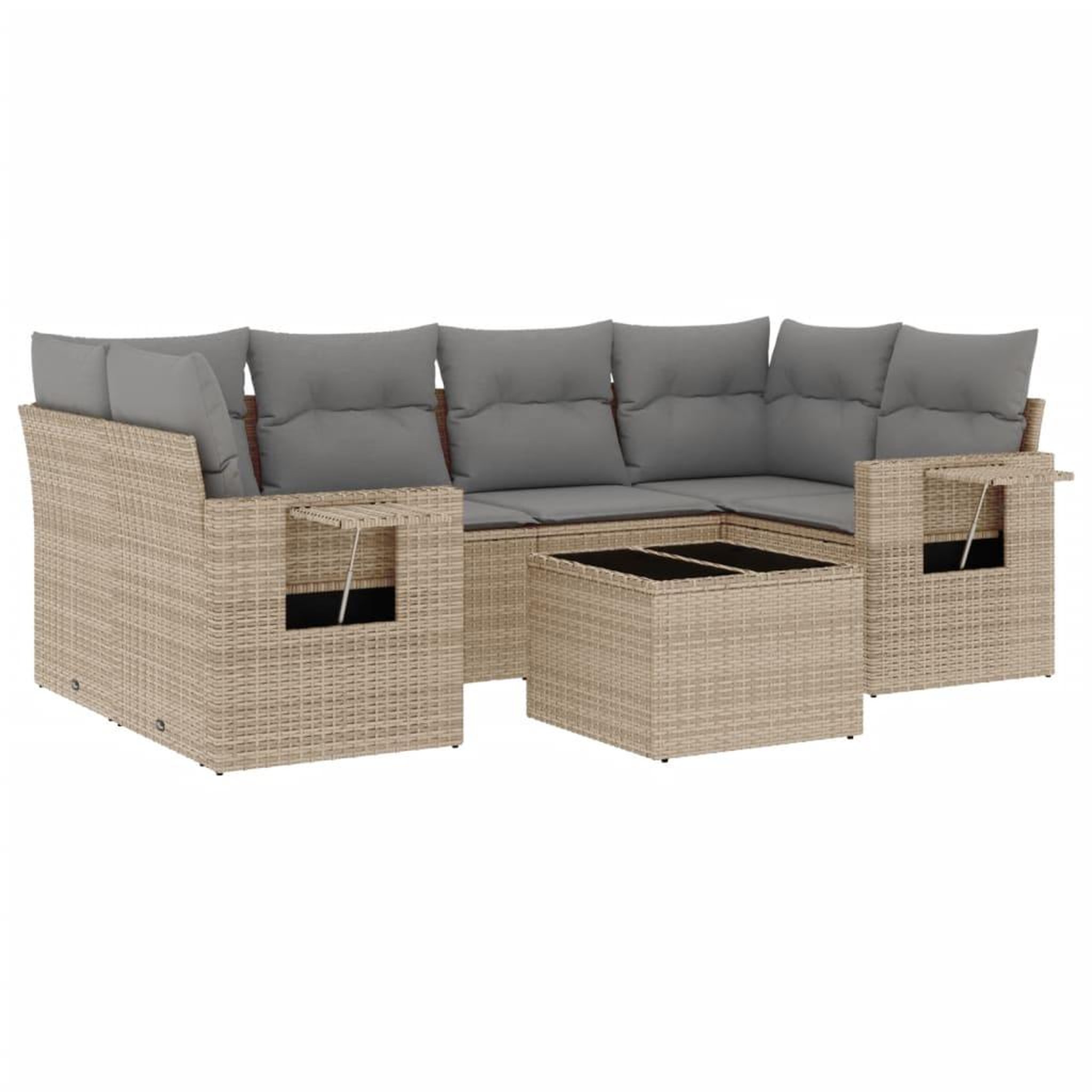 Voir la diapositive 2 : VIDAXL Salon de jardin avec coussins 7 pcs beige resine tressee