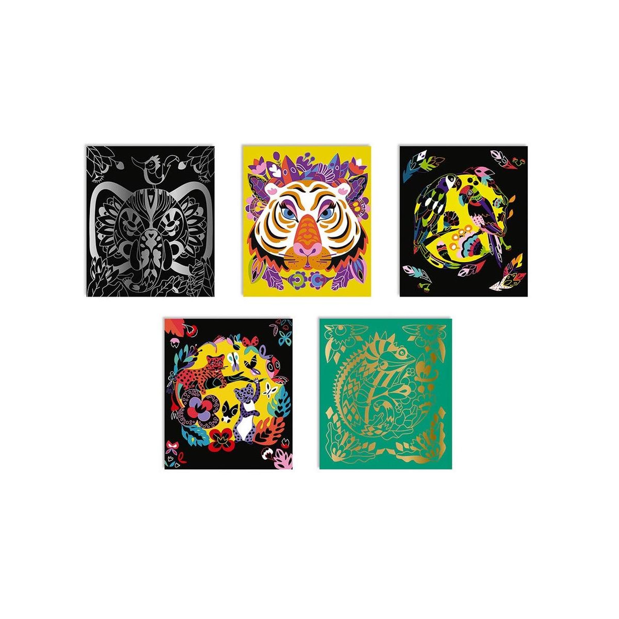 Voir la diapositive 2 : Juratoys-Janod Scratch Art - Animaux du monde