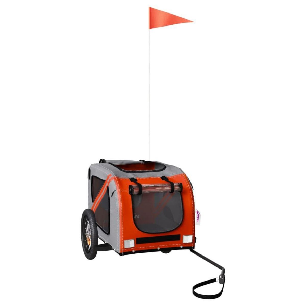 VIDAXL Remorque de velo pour animaux de compagnie orange et gris