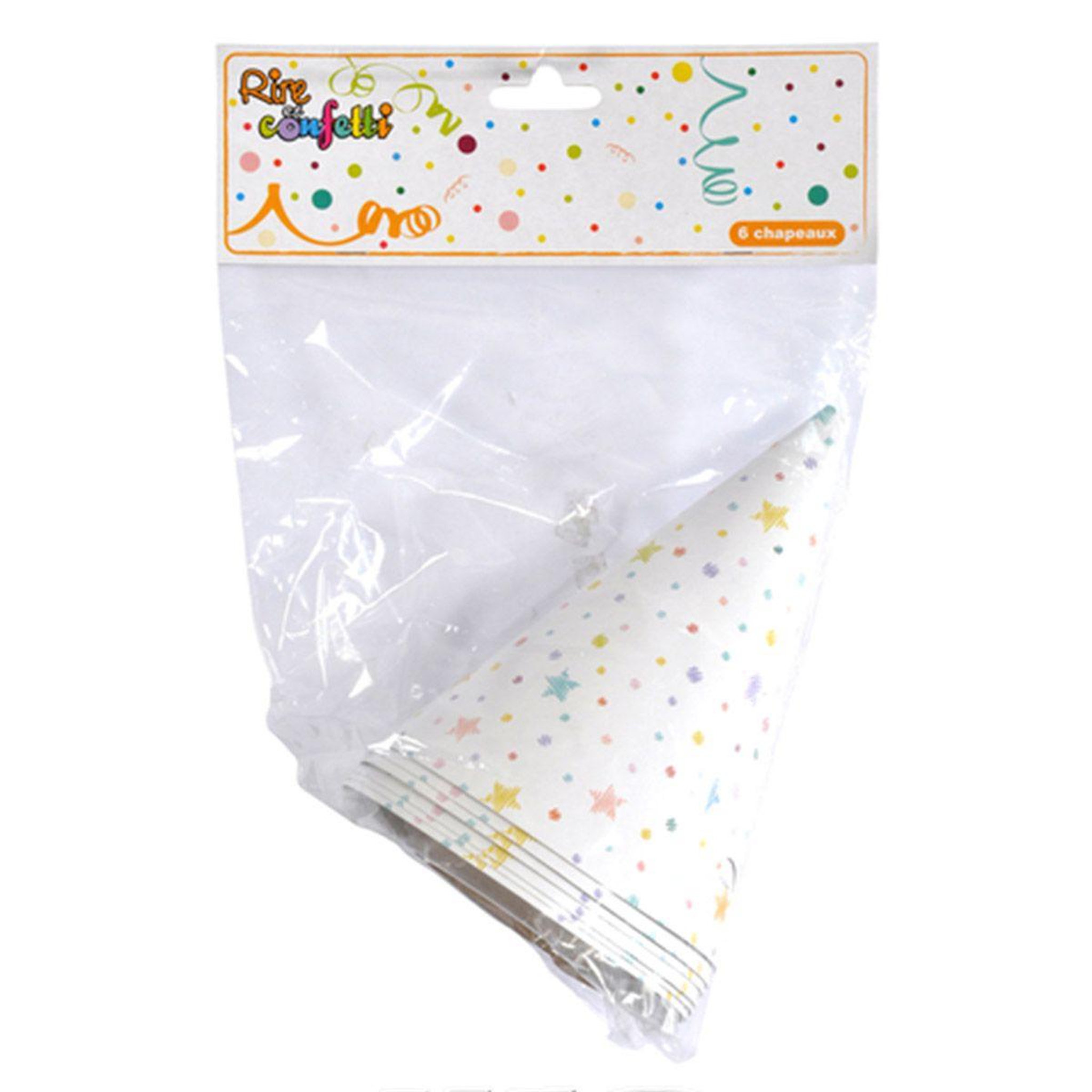 Voir la diapositive 2 : HOMEA Lot de 6 chapeaux d'anniversaire  coloré  16cm blanc