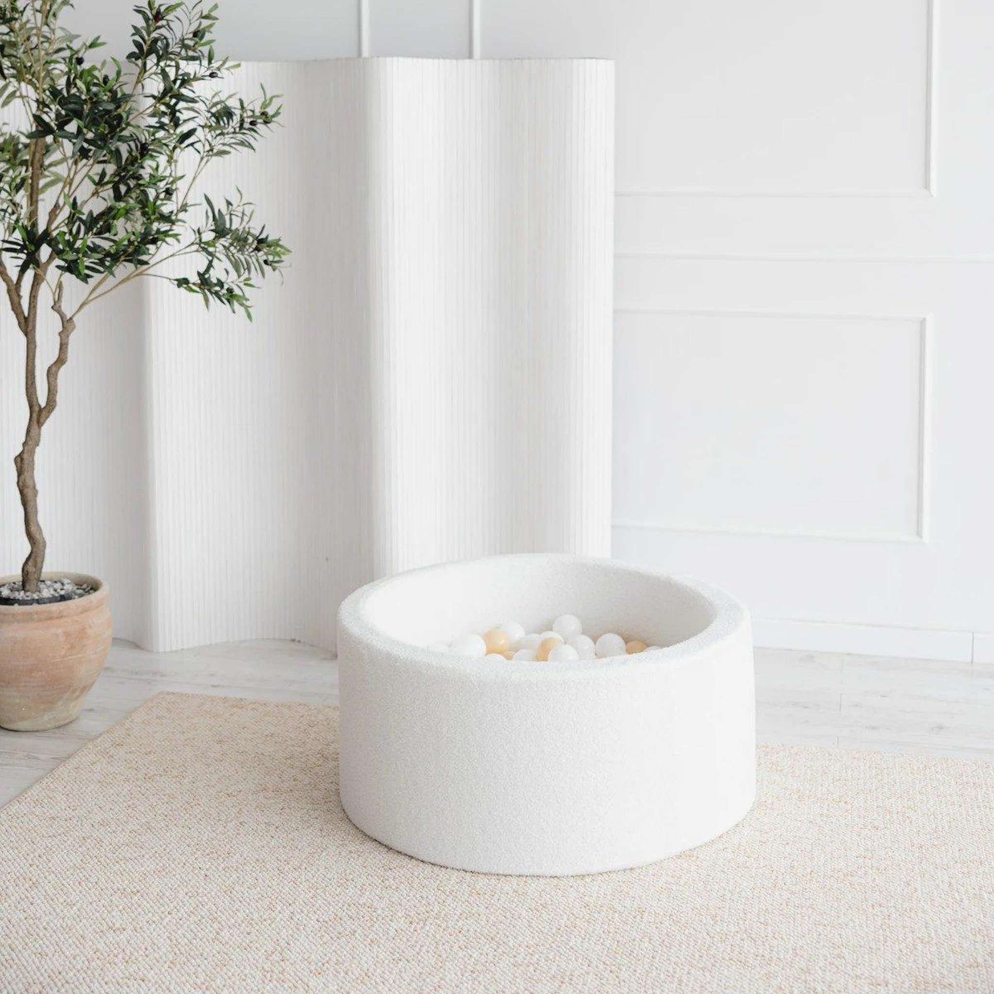 MONIO FOR KIDS Piscine à balles ronde 90 x 40 cm avec 200 balles — Blanc