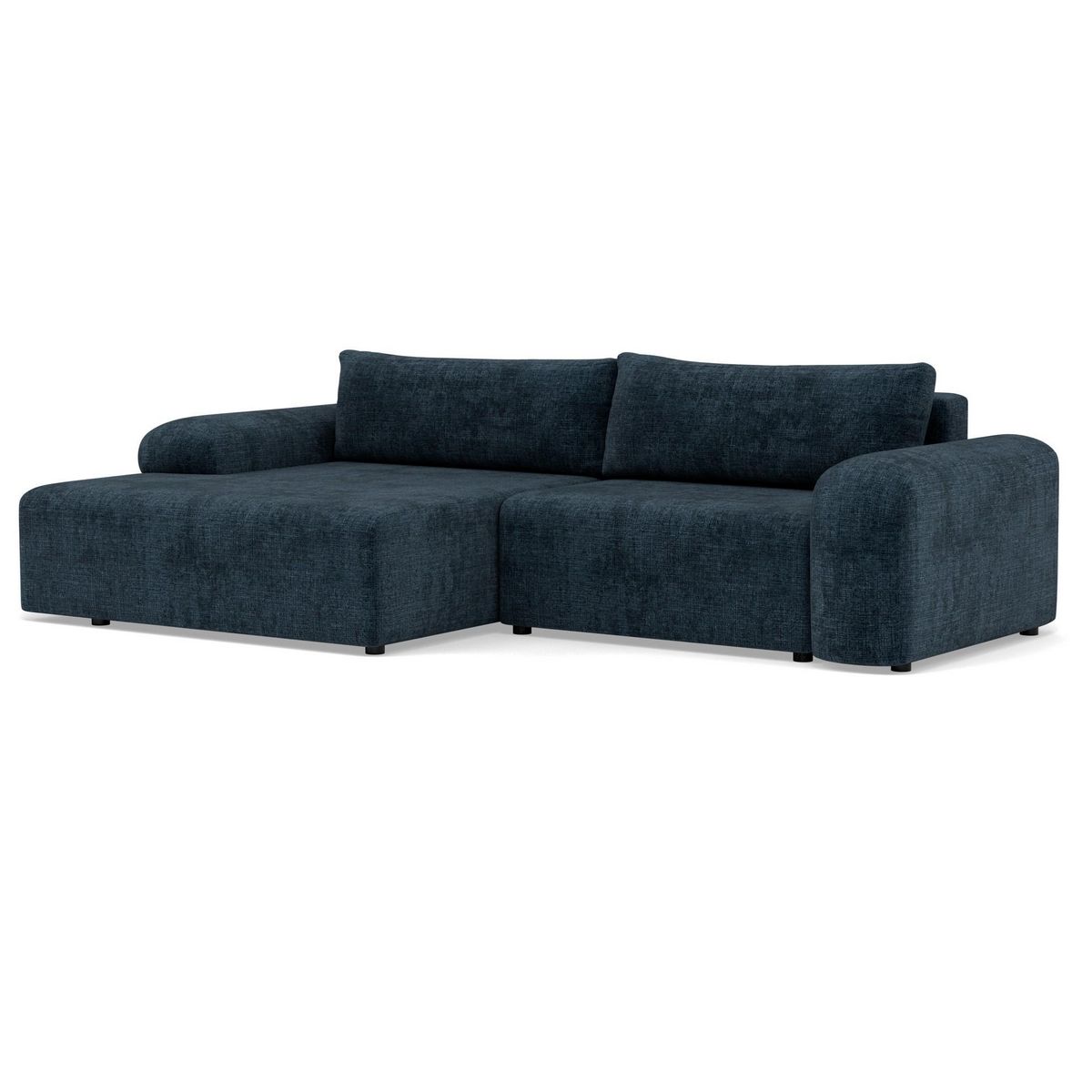 BEST MOBILIER Rebecca - canapé d'angle gauche 4 places convertible avec coffre en velours texturé